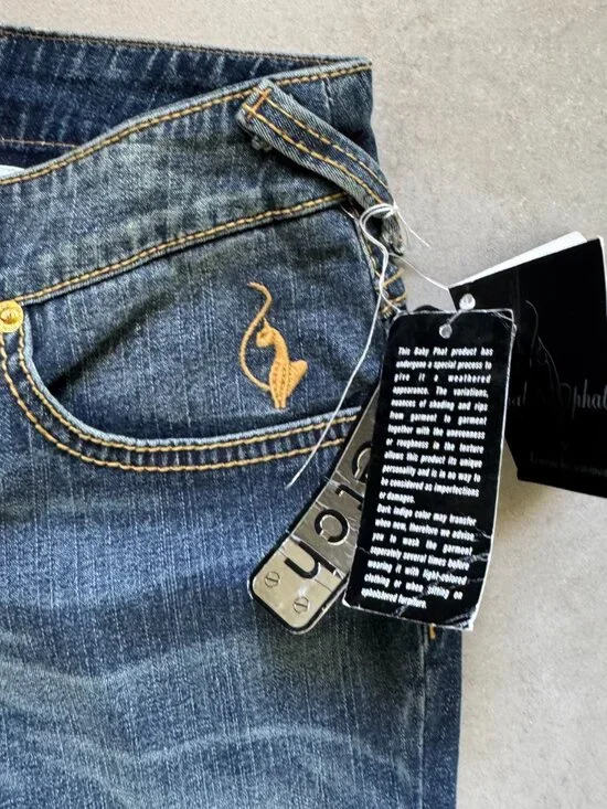 Baby Phat Y2K Jeans Size 1 Dark Wash Low Rise Cat Logo NWT - Picture 5 of 16